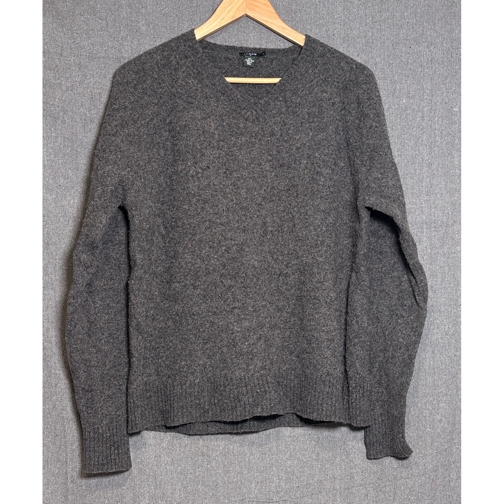 Vintage J.Crew Mens Lambswool V-Neck Sweater Gray Knit Pullover Large